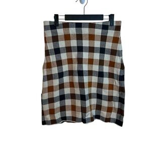 Loft Checkered Stretch Knit Pencil Skirt